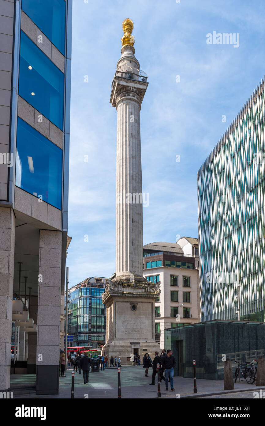 Denkmal für den großen Brand von London, UK Stockfoto