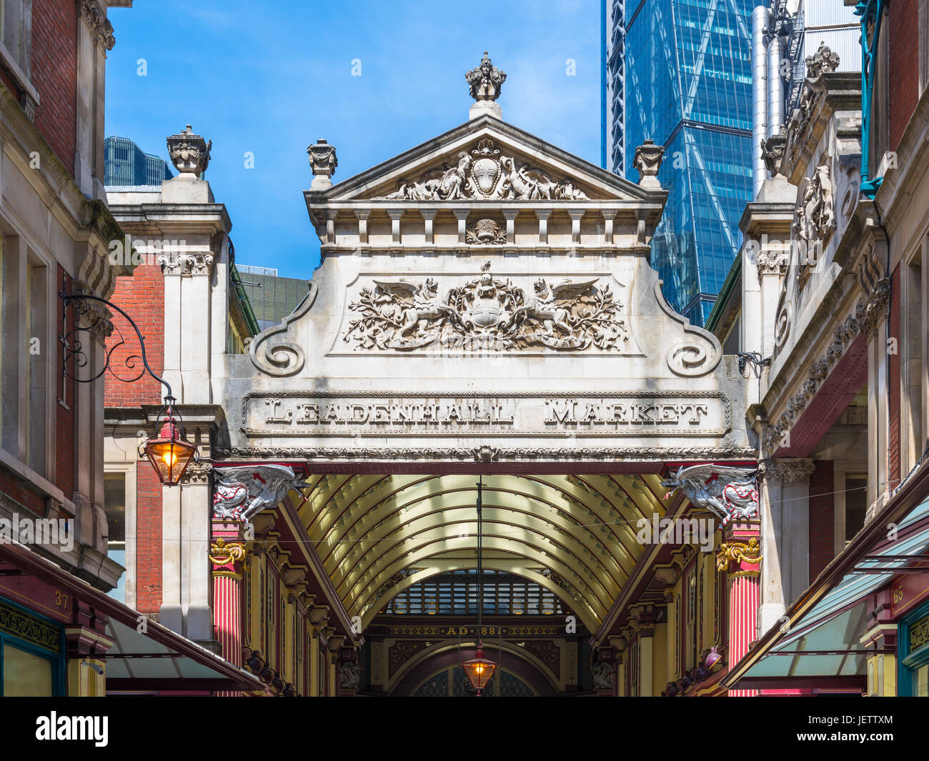 Nordeingang, Leadenhall Market, London, UK Stockfoto