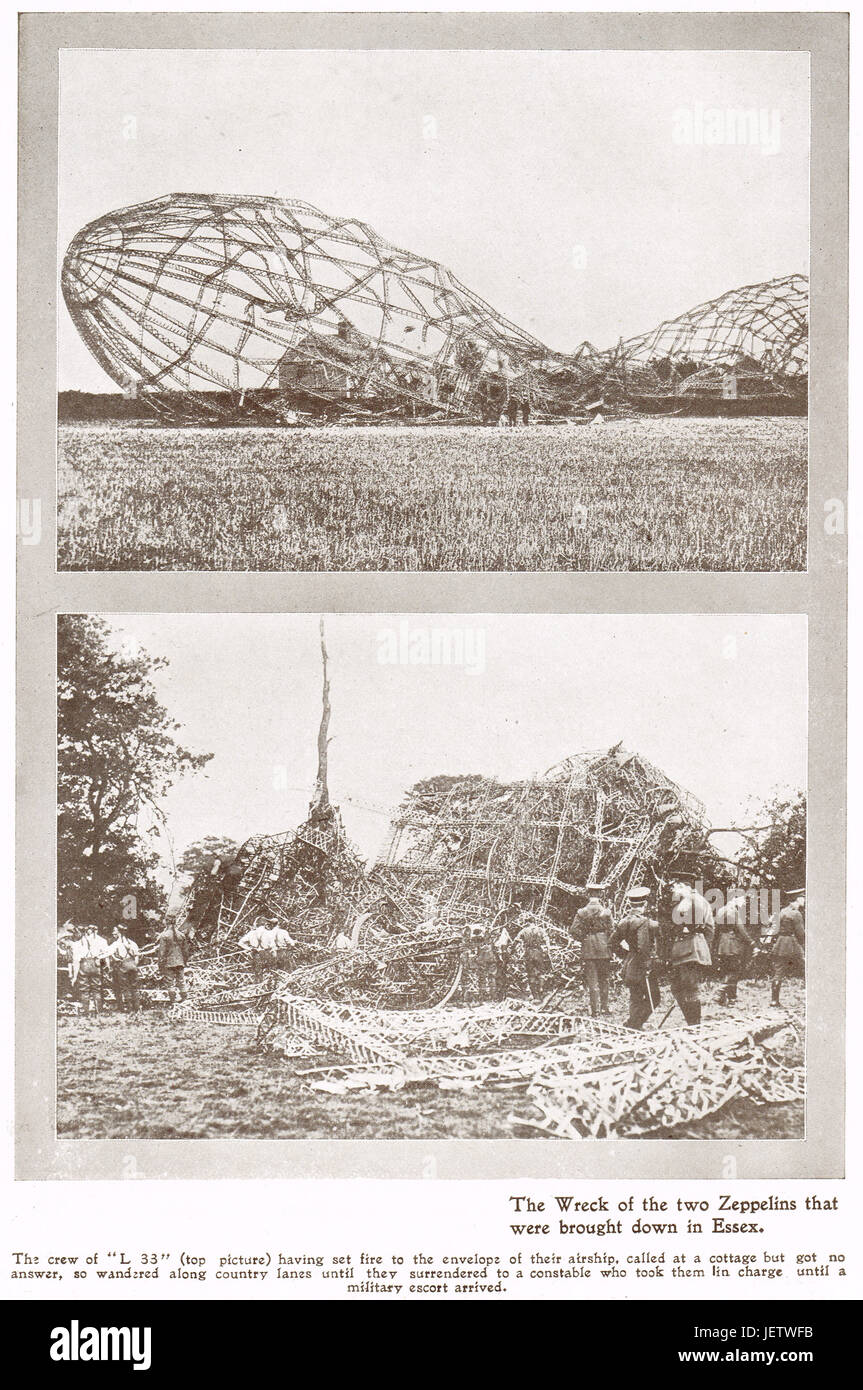 Zeppelin-Wracks in Essex 1916 Stockfoto