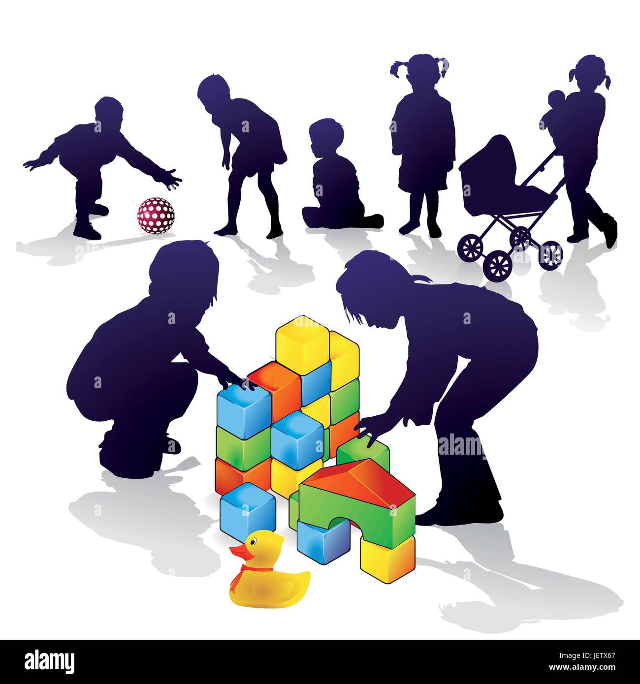 Kinder bauen und spielen Stock Vektor