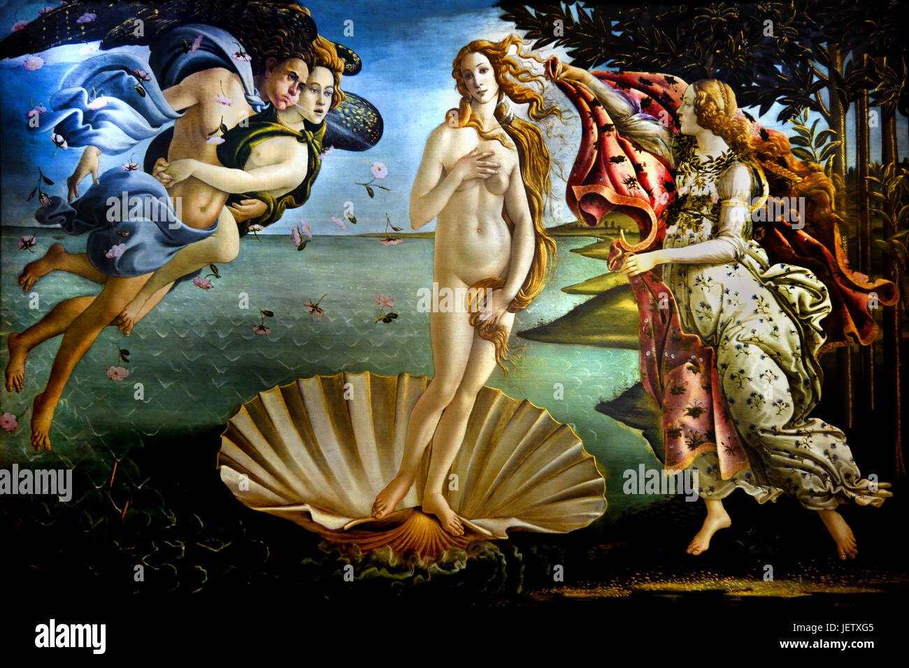Der Birt Venus 1485 Sandro Botticelli (Alessandro di Mariano Filipepi) 1445-1510 Florenz italienische Maler Florentiner Schule Frührenaissance. Stockfoto