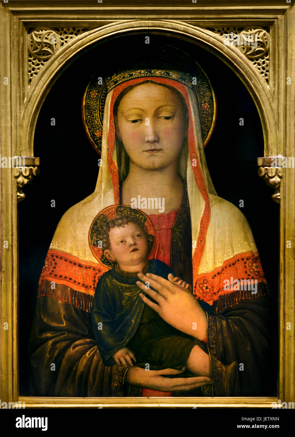 Madonna und Kind 1450 Jacopo Bellini 1400 – 1470 gehörte zu den Gründern der Renaissance-Stil der Malerei in Venedig und Norditalien. Stockfoto