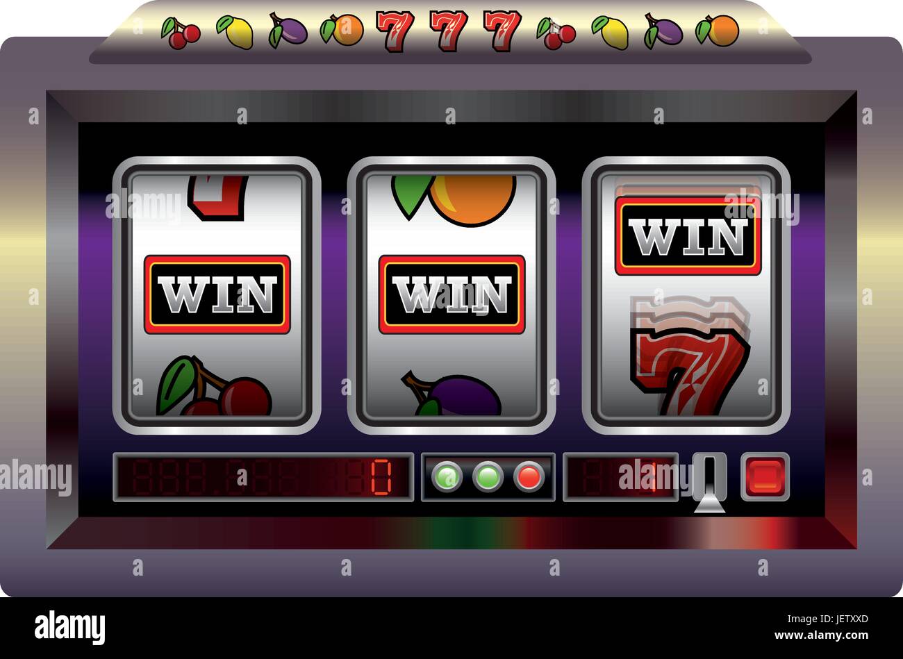 Casino, Obst, Spiel der Chance, Glücksspiel, Slot, Spielautomat, Orange, Ersatzteile Stock Vektor