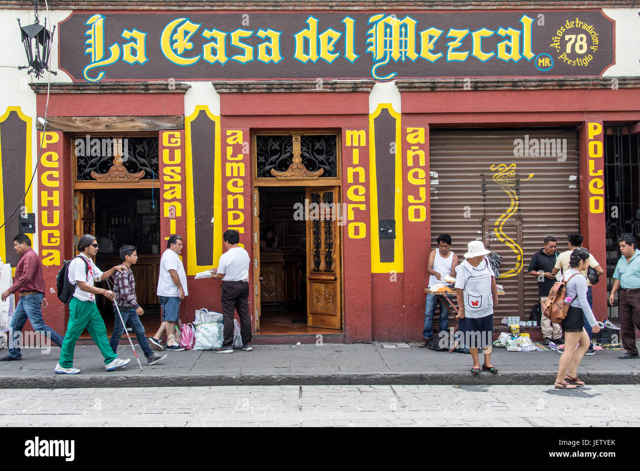 La Casa del Mexcal Bar, Oaxaca, Mexiko Stockfoto