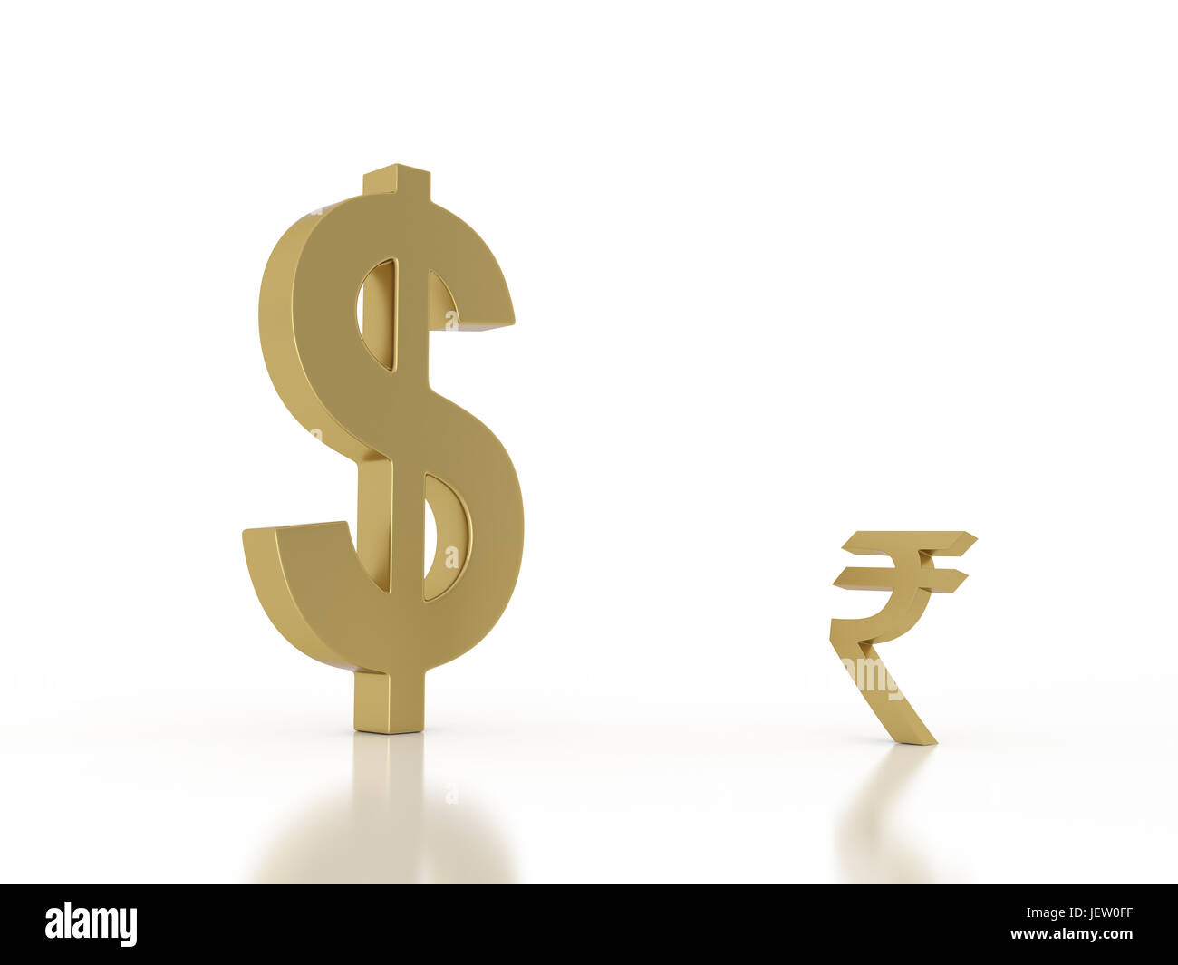 Rupie mit Dollar Konzept - 3D Rendering Image Stockfoto