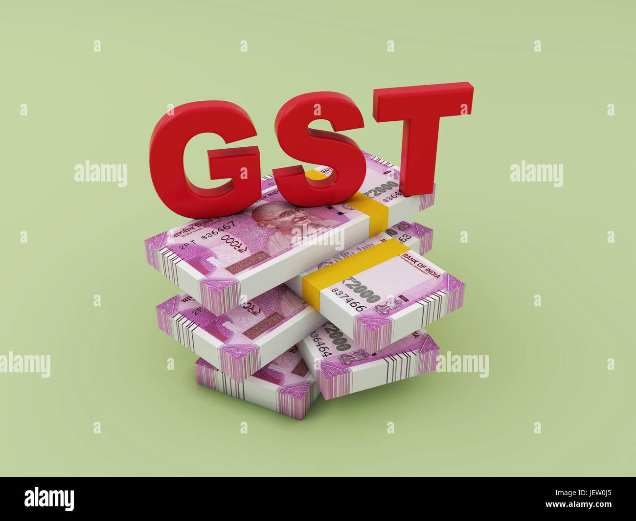 G s t Konzept mit neuen indischen Währung - 3D Rendering image Stockfoto
