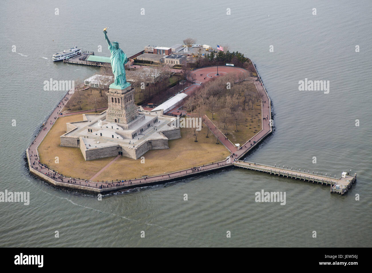 Luftaufnahme von Liberty Island, New York Stockfoto