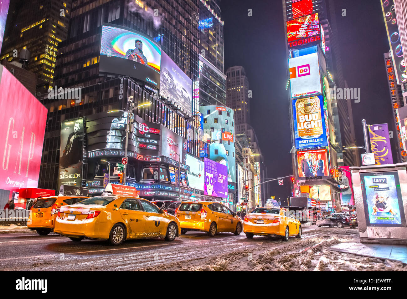Yellow Cabs am Times Square in New York Stockfoto