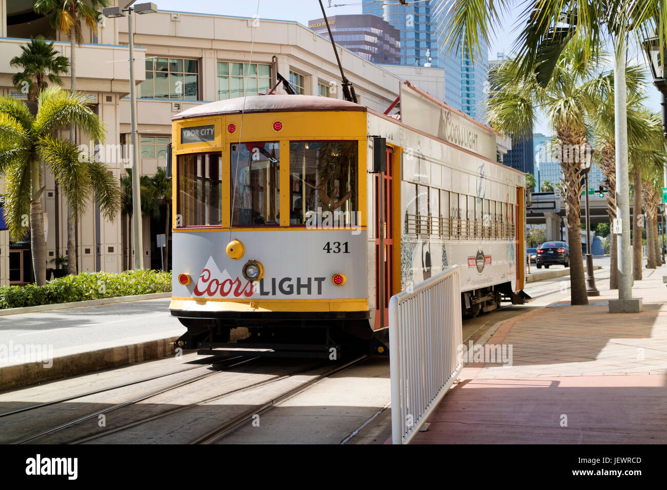 Amerikanische Straßenbahn in der Innenstadt von Tampa Florida USA Stockfoto