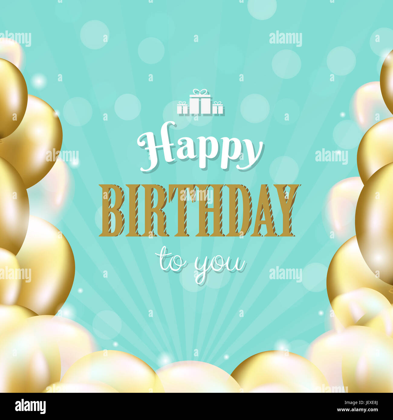 Happy Birthday Karte mit goldenen Luftballons Stockfotografie - Alamy