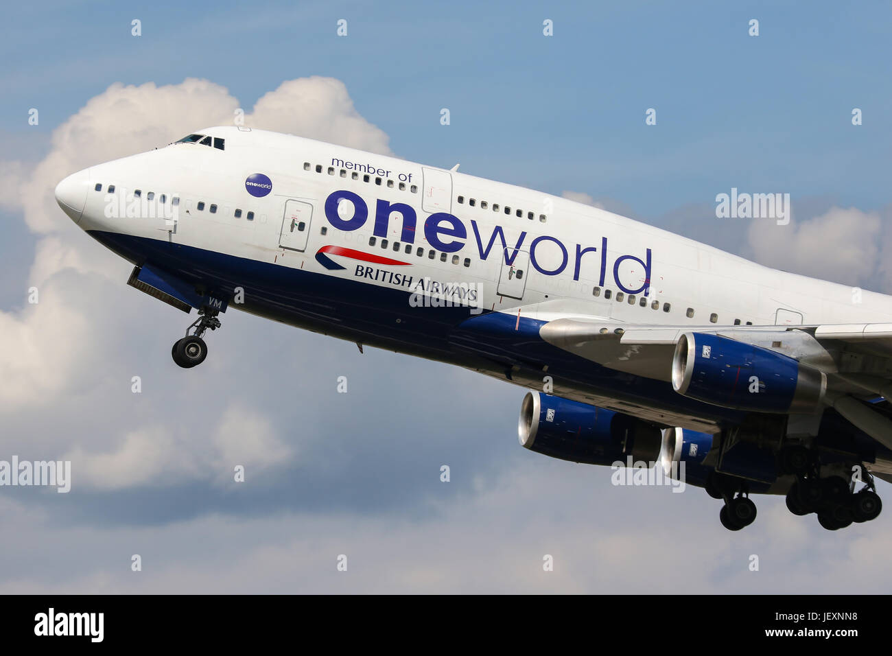 British Airways Boeing 747 Abfahrt Flughafen London Heathrow Stockfoto