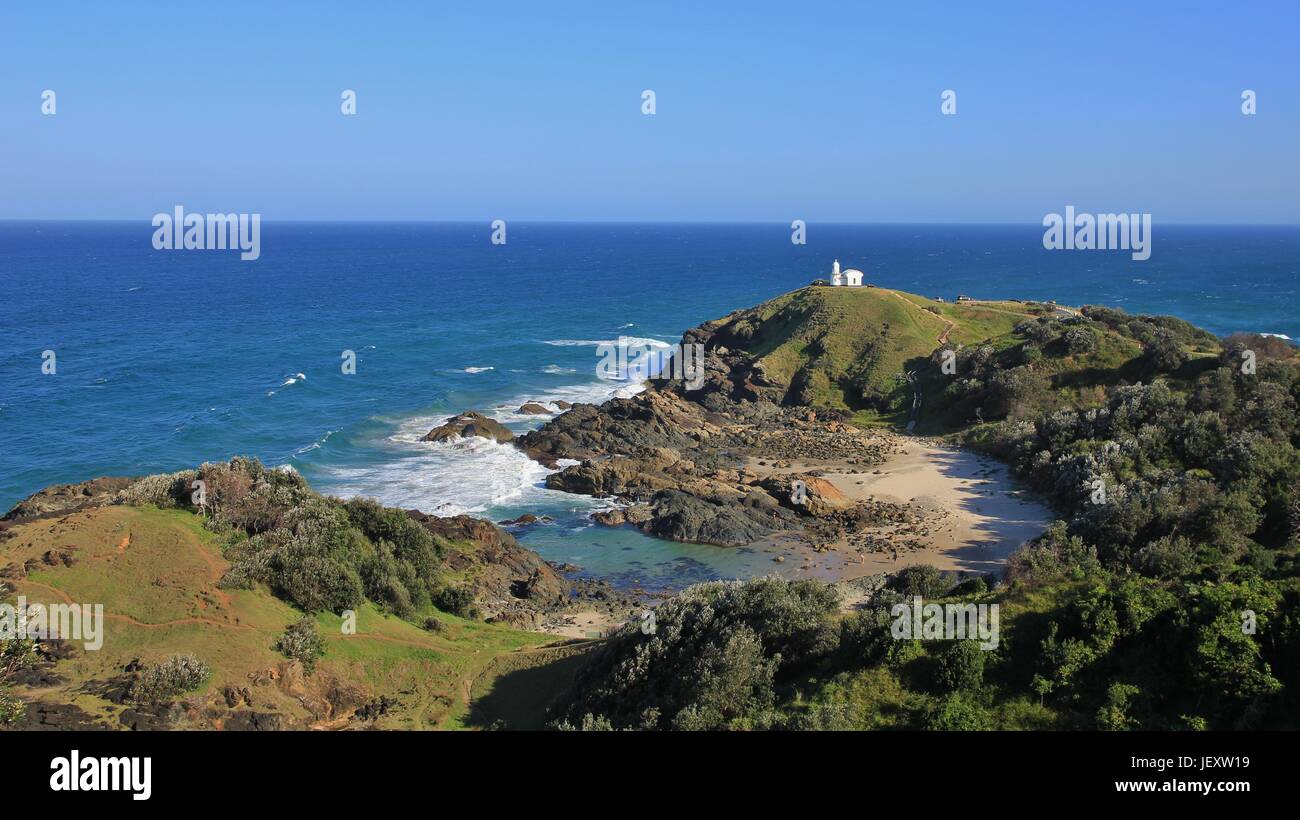 Fernsicht auf das Tacking Point Lighthouse Stockfoto