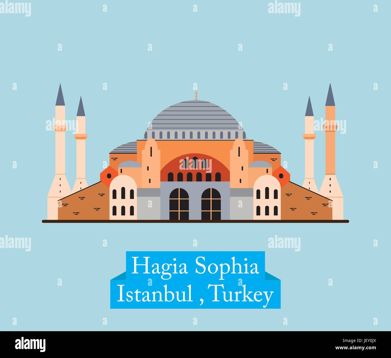 Hagia Sophia ist eines der größten erhaltenen Beispiele der byzantinischen Architektur. Stock Vektor