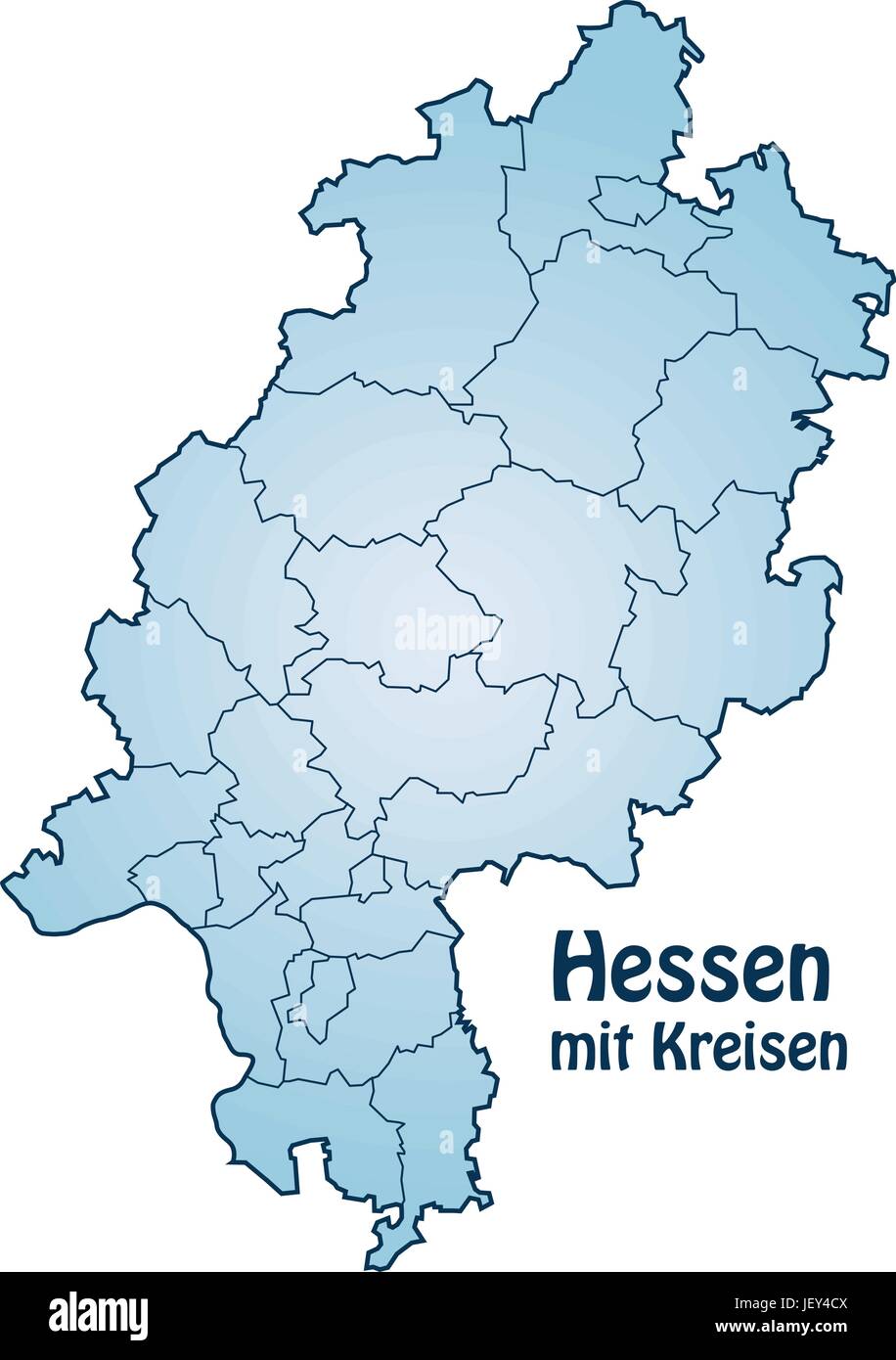 Karte von Hessen mit Grenzen in Blau Stock Vektor
