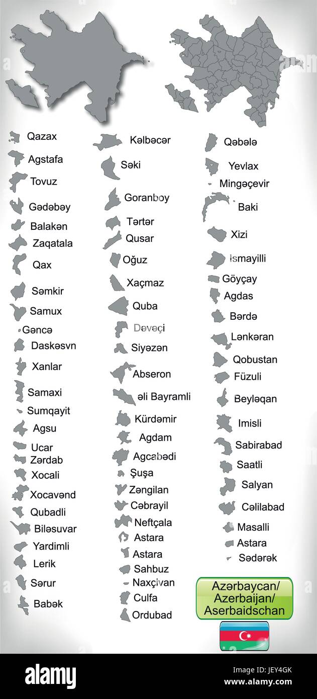 Karte von Aserbaidschan mit Grenzen in grau Stock Vektor