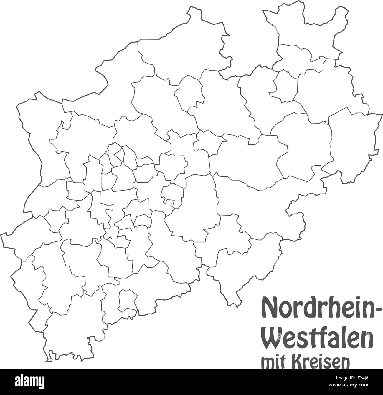 Karte von Nordrhein - Westfalen mit Grenzen in Grau Stock Vektor