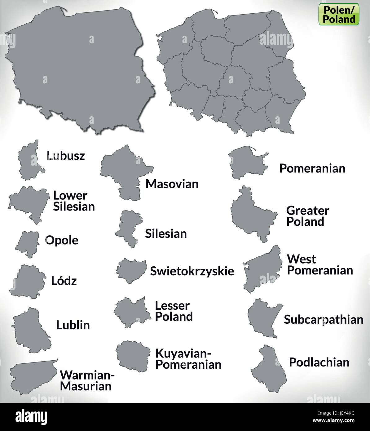 Polen, Karte, Gliederung, Verwaltung, Grenzen, Staat, Atlas, Karte der