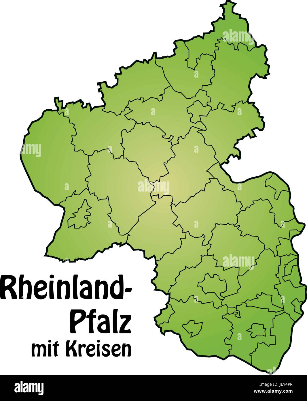 Karte von Rheinland - Pfalz mit Grenzen in Grün Stock Vektor