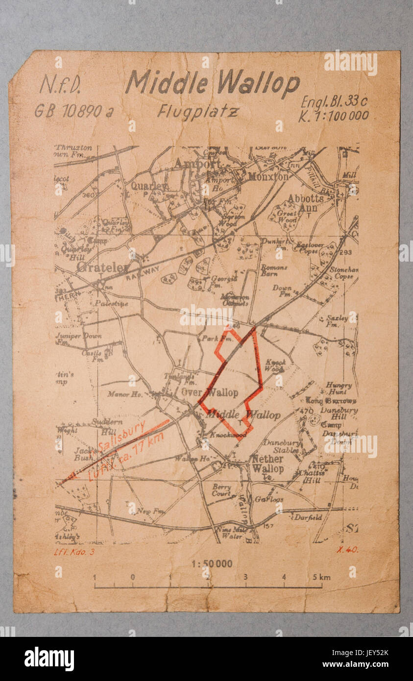 Luftwaffe Flugplatz Ziel Karte 1to50000 der RAF Airfield Fighter Command Middle Wallop Stockfoto