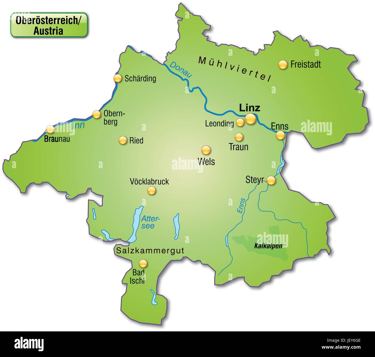 Karte, Gliederung, Oberösterreich, Grenzen, Kanton, Kantone, Atlas