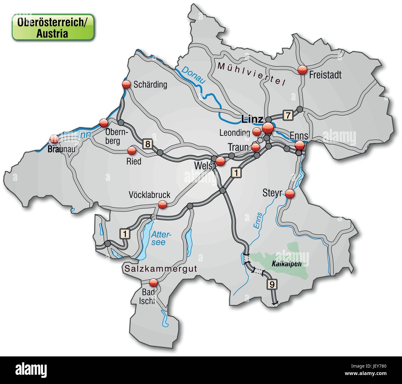 Verkehr, Transport, Autobahn, Autobahn, Karte, Oberösterreich, Grenzen