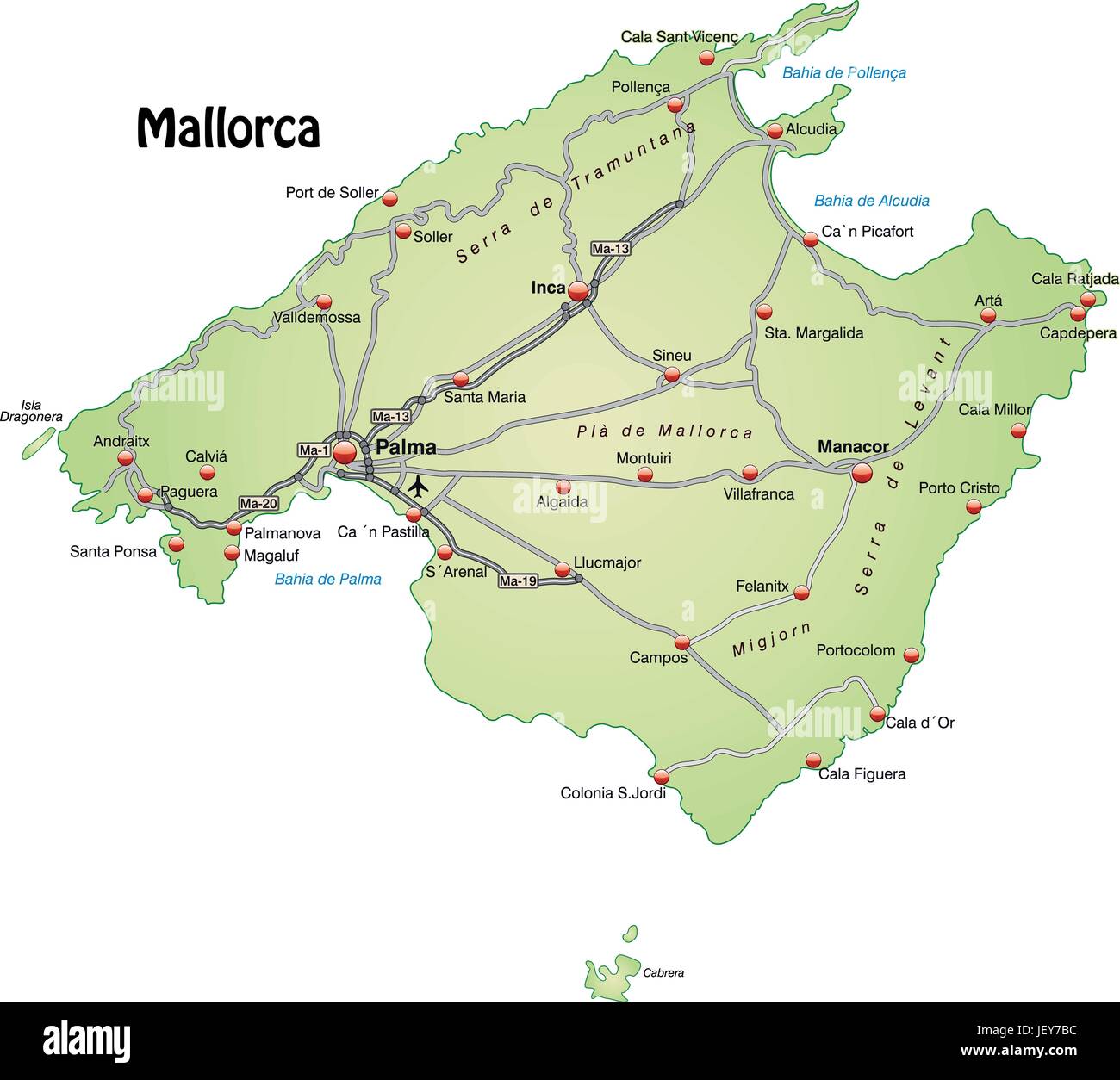 Karte, Atlas, Karte der Welt, Karte, Verkehr, Transport, Mallorca, Stock Vektor