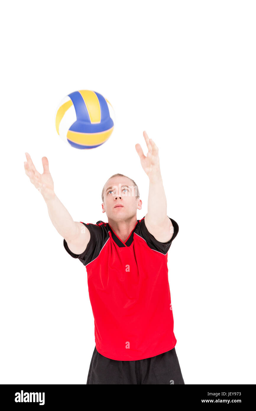 Sportler spielen Volleyball Stockfoto