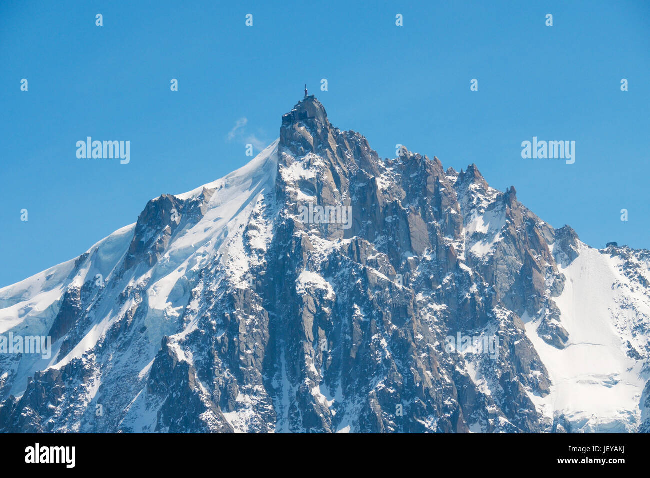 Nahaufnahme des Aiguille du Midi Chamonix Mont Blanc Stockfoto