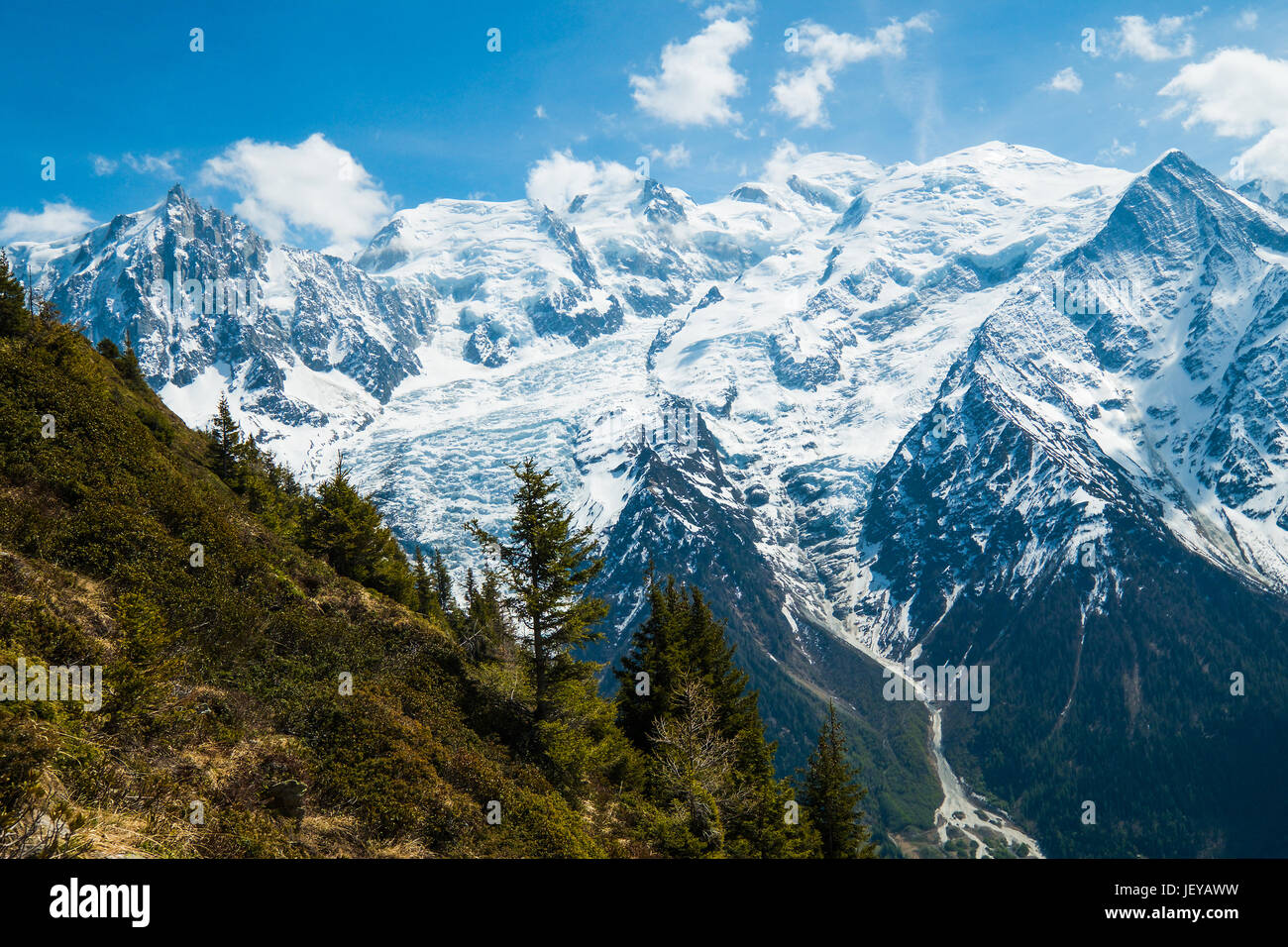 Mont Blanc von Hütte Belachat, Chamonix, Frankreich Stockfoto