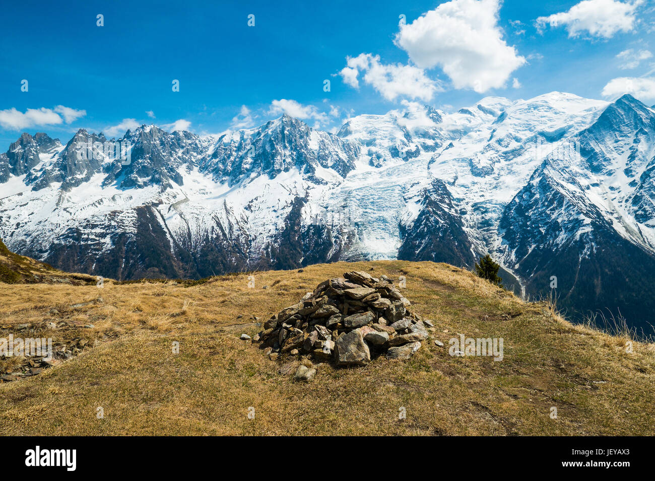 Mont Blanc von Hütte Belachat, Chamonix, Frankreich Stockfoto