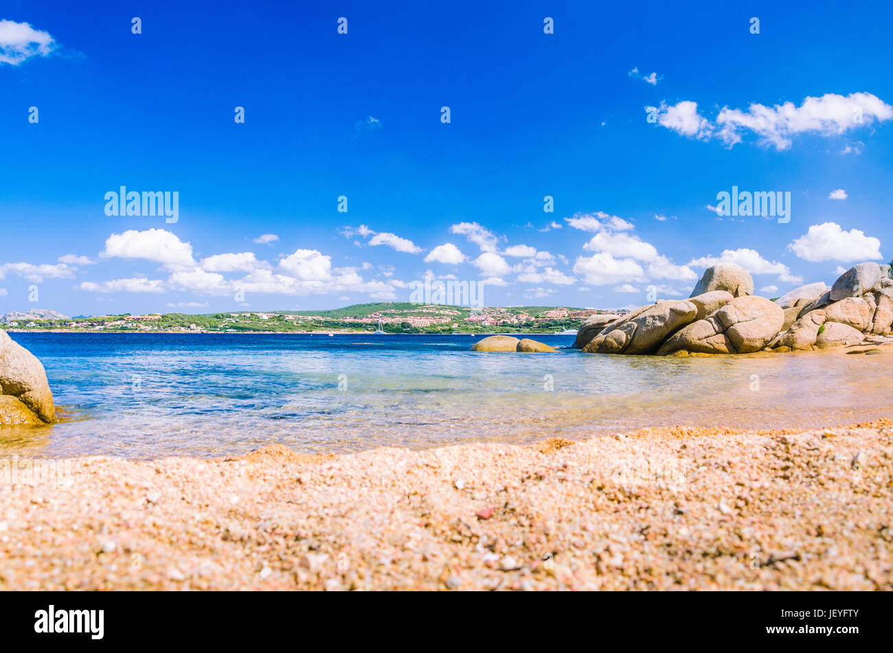 Kleiner Sandstrand tragen Porto Rafael, Palau, Sardinien Italien Stockfoto