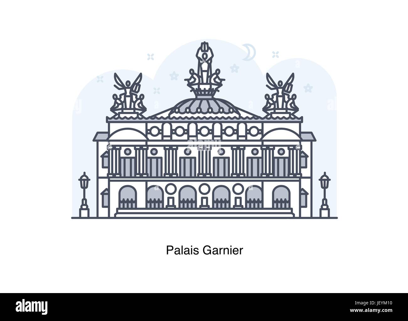 Vektor-Illustration der Linie der Palais Garnier / Paris Opera House, Frankreich. Stock Vektor