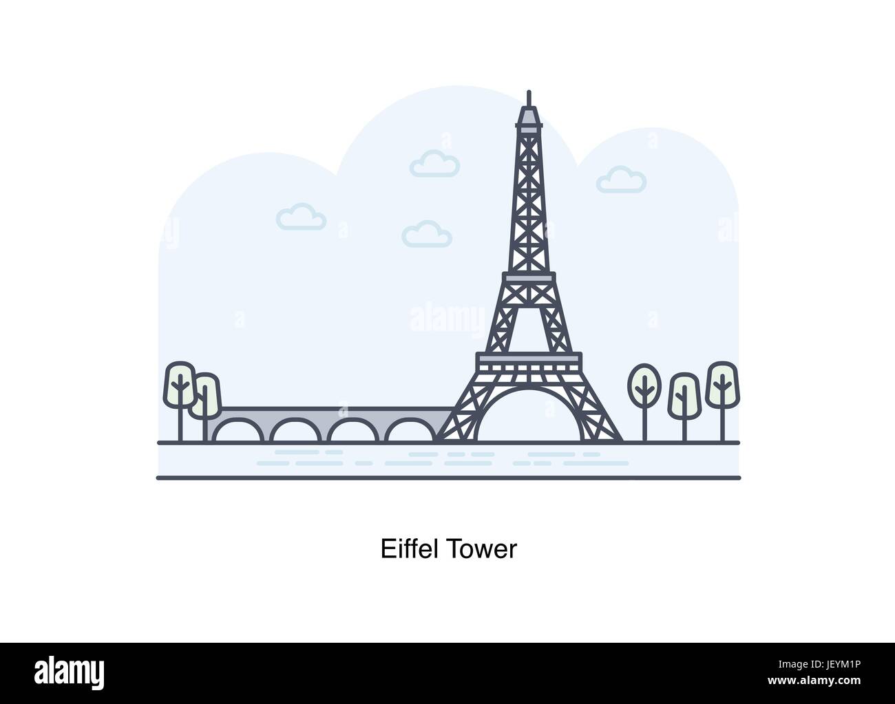 Vektorgrafik-Linie von Eiffelturm, Paris, Frankreich. Stock Vektor