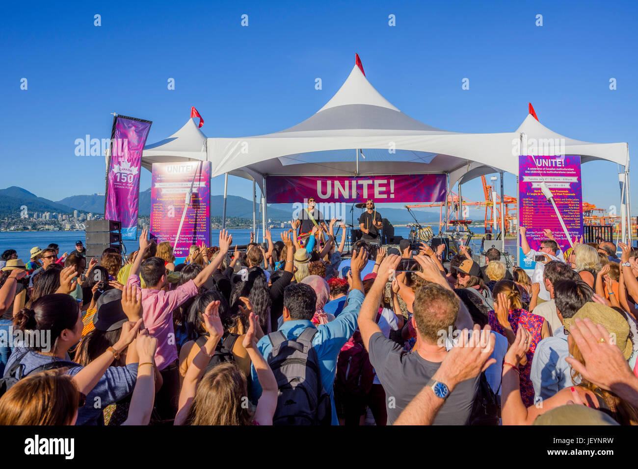 Kanada 150 Multi-Cultural Day Event, Canada Place, Vancouver, Britisch-Kolumbien, Kanada. Stockfoto