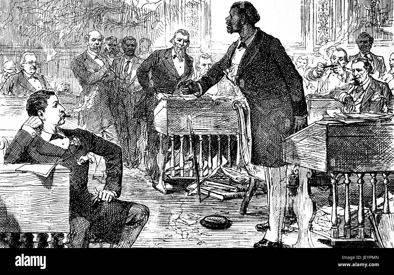 1879: Gespräche in einem südlichen Parlament, in der alten St. Louis Hotel im French Quarter, New Orleans, Louisiana, Vereinigte Staaten von Amerika Stockfoto