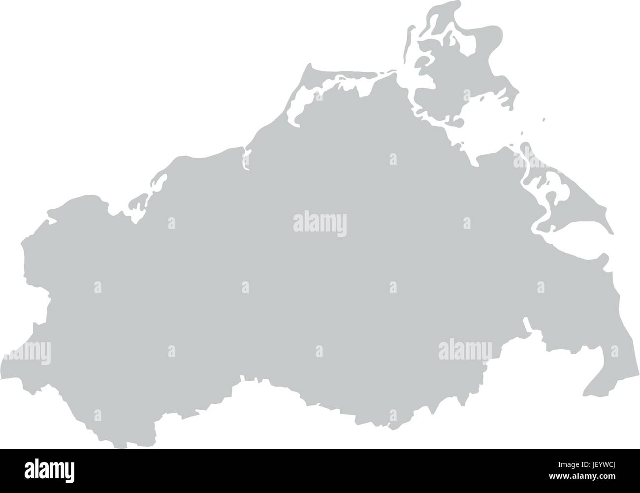 Karte von Mecklenburg- Vorpommern mit Grenzen in Grau Stock Vektor
