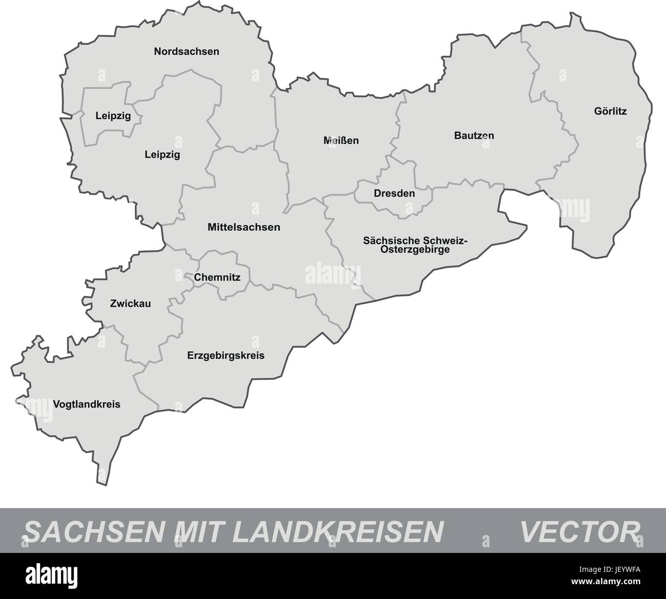 Insel Karte Von Sachsen Mit Grenzen In Grau Stock Vektorgrafik Alamy