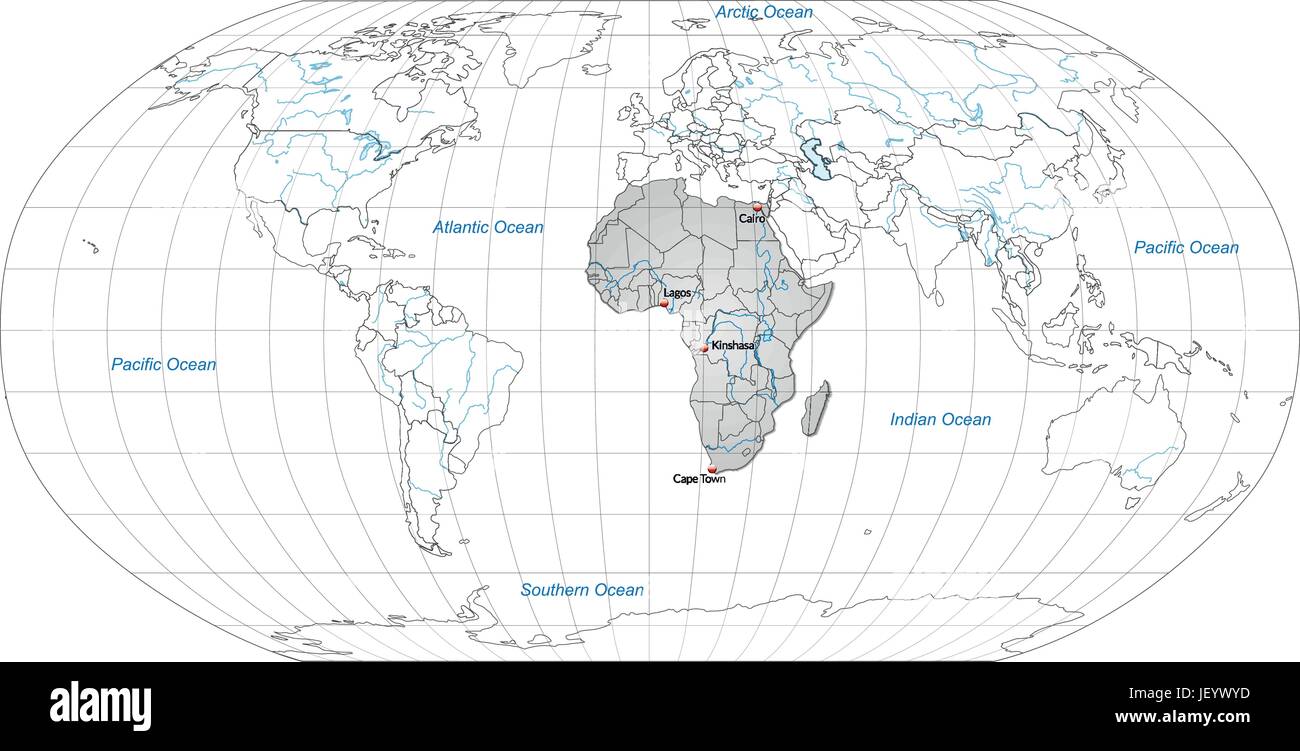 Afrika, Karte, Atlas, Karte der Welt, Karte, Afrika, Karte, Gliederung, Globus, Stock Vektor