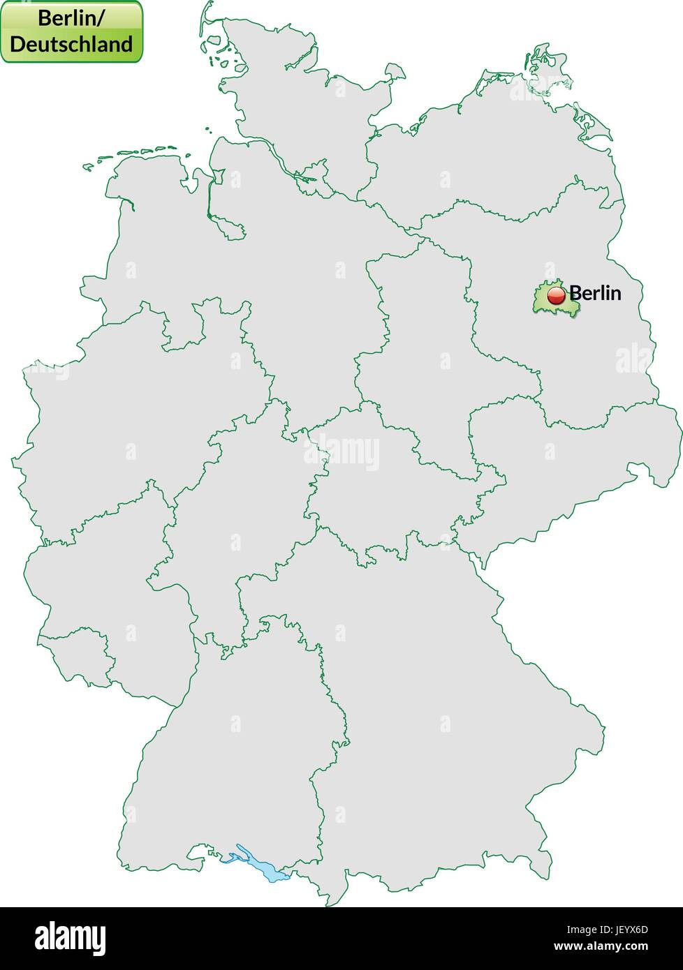 Karte von Berlin mit Kapitellen in Pastellgrün Stock Vektor