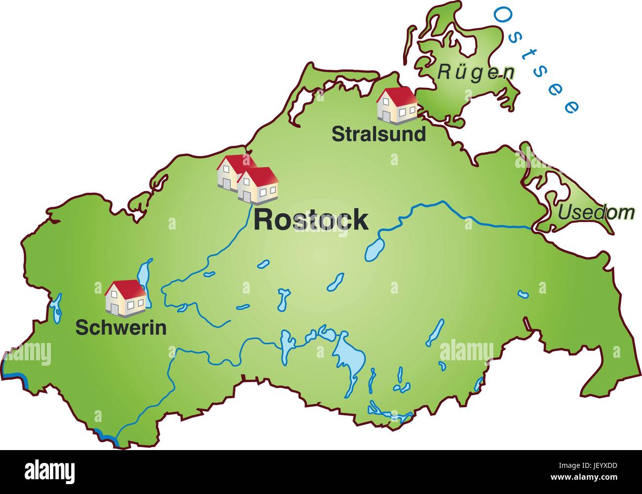 Mecklenburg-vorpommern Karte von westernpomerania Stock Vektor