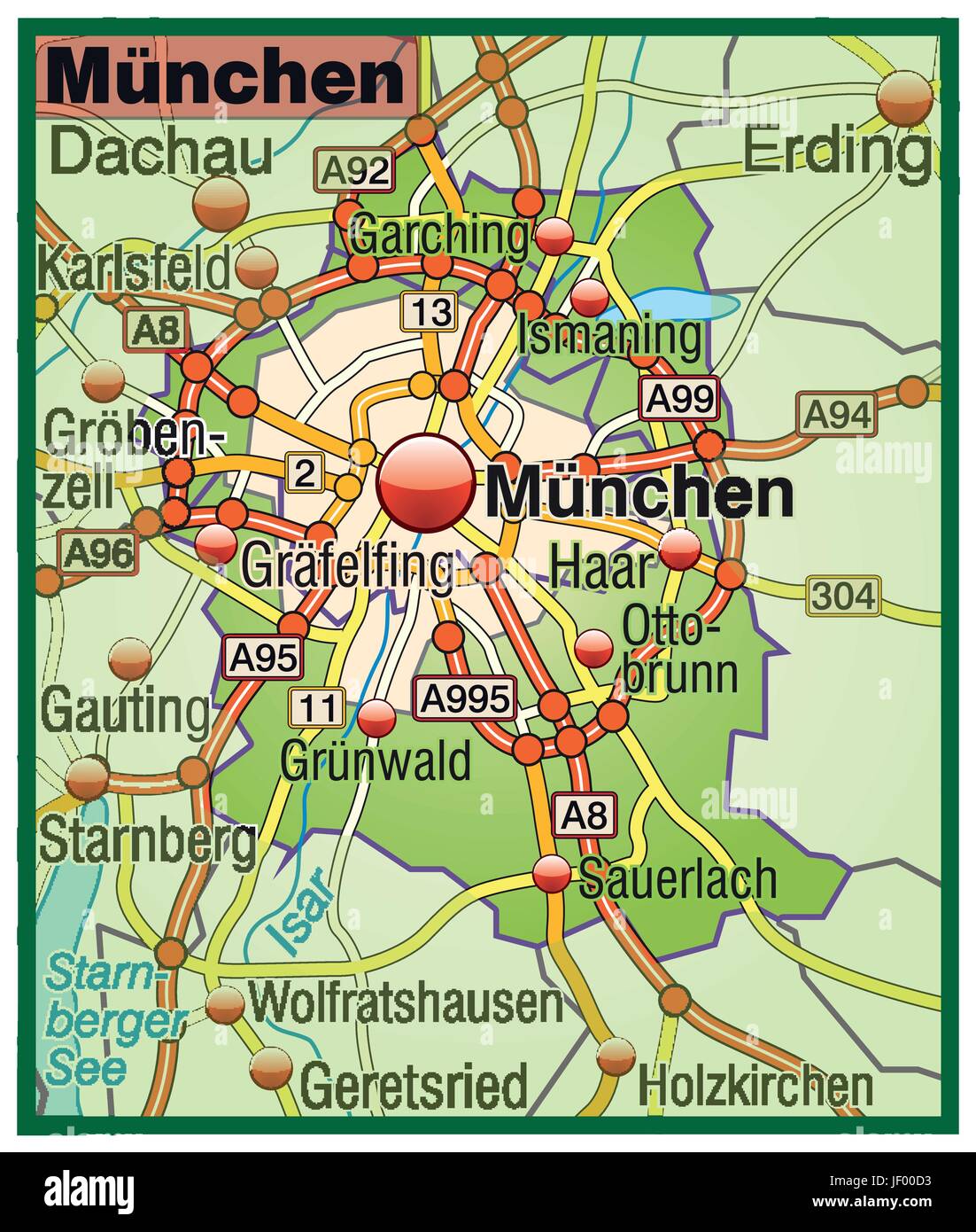 Verkehr, Transport, München, Grenze, Autobahn, Autobahn, Karte, Zusammenfassung, Stock Vektor