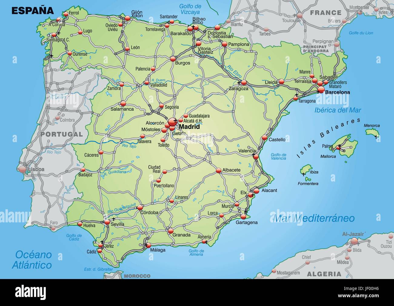 Verkehr, Transport, Spanien, Grenze, Autobahn, Autobahn, Karte