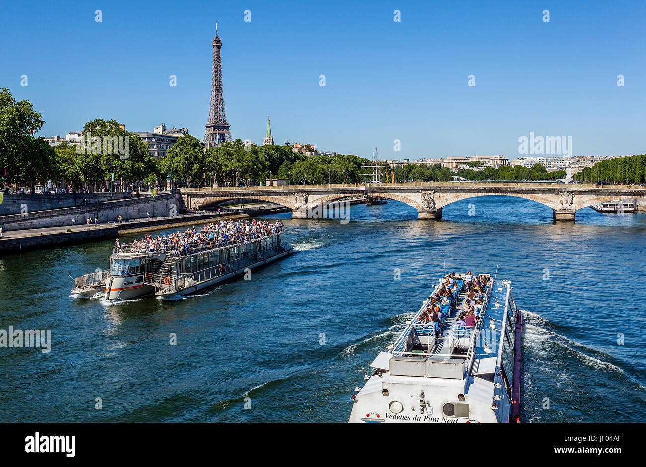 Paris, den Eiffelturm, die Seine Stockfoto