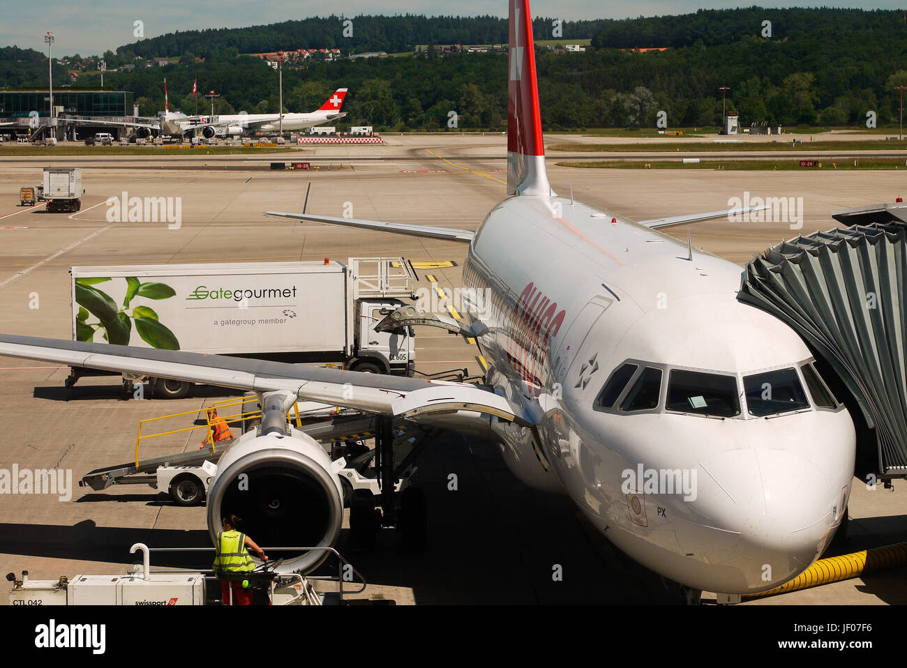 Gesamtansicht des Flughafen Zürich, Schweiz Stockfoto