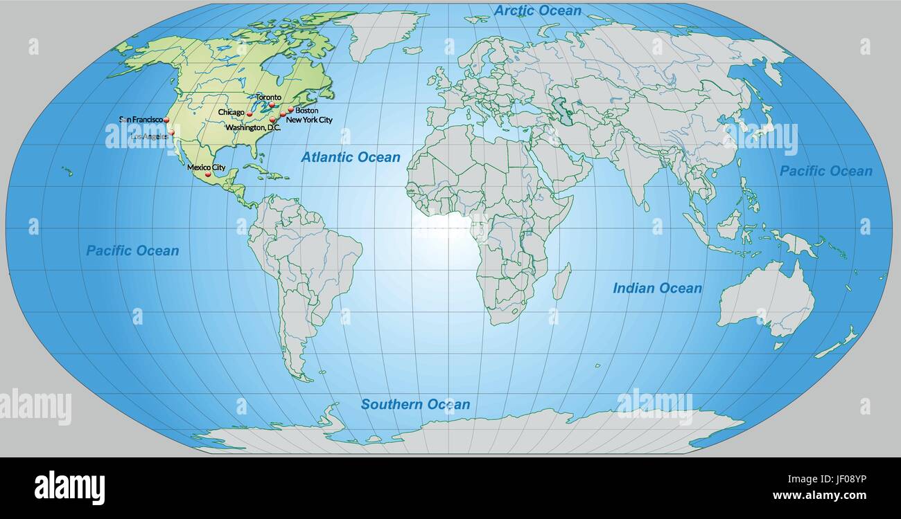 Karte, Atlas, Karte der Welt, Karte, Karte, Gliederung, Nordamerika, Globus, Stock Vektor
