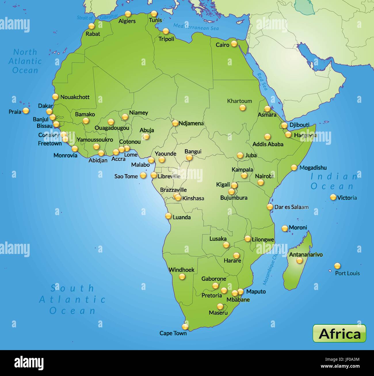 Karte Von Afrika Als Eine Ubersichtskarte In Grun Stock Vektorgrafik Alamy
