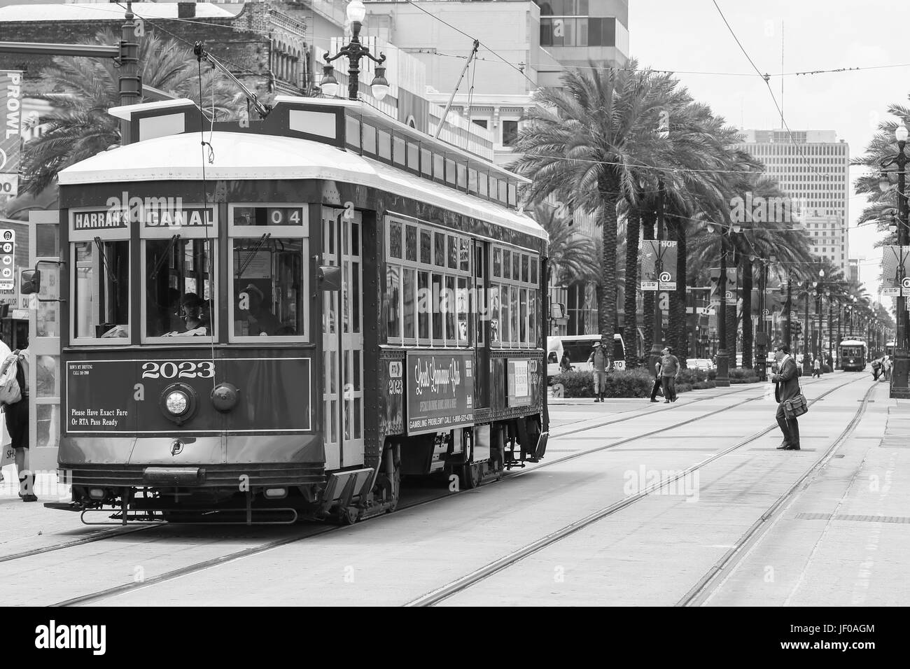 New Orleans Streetcar in Schwarzweiß Stockfoto