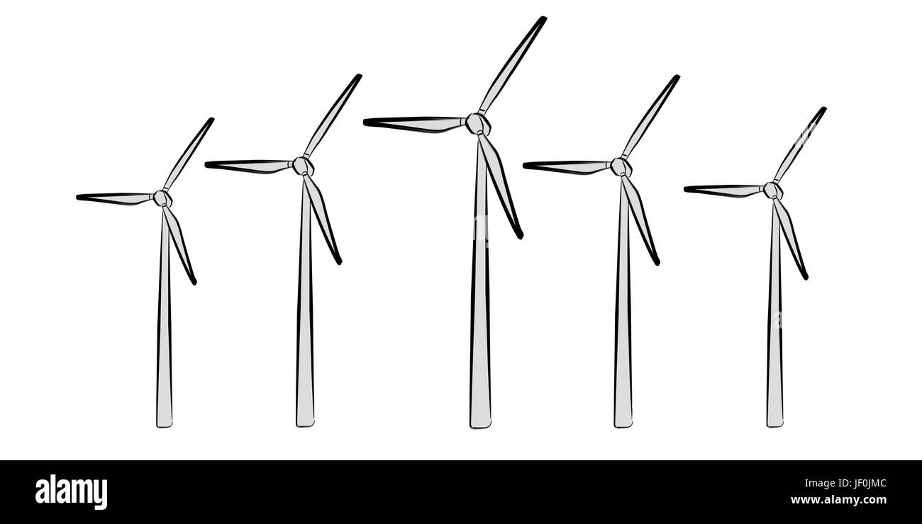 Erneuerbare Energien handgezeichnete Skizze auf weißem Hintergrund Stockfoto