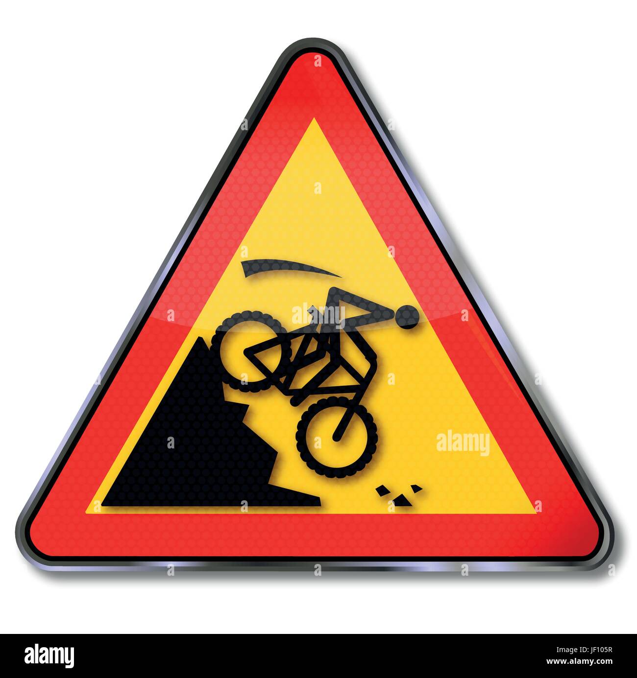Schild Achtung Crash auf der Piste mit dem Mountainbike Stock Vektor