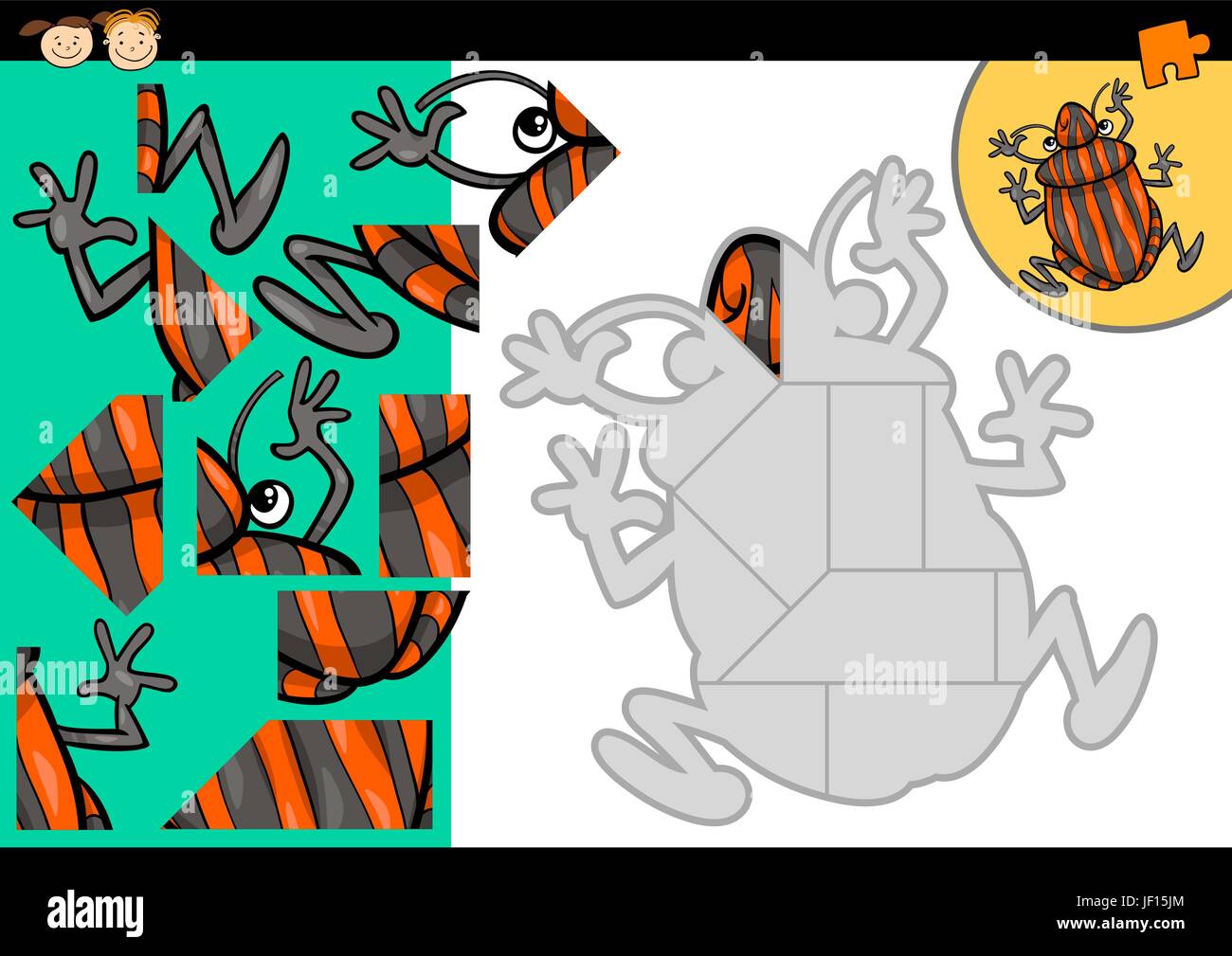 Bildung, Insekt, Illustration, Fehler, Puzzle, Puzzle, Jigsaw Puzzle, Cartoon, Stock Vektor